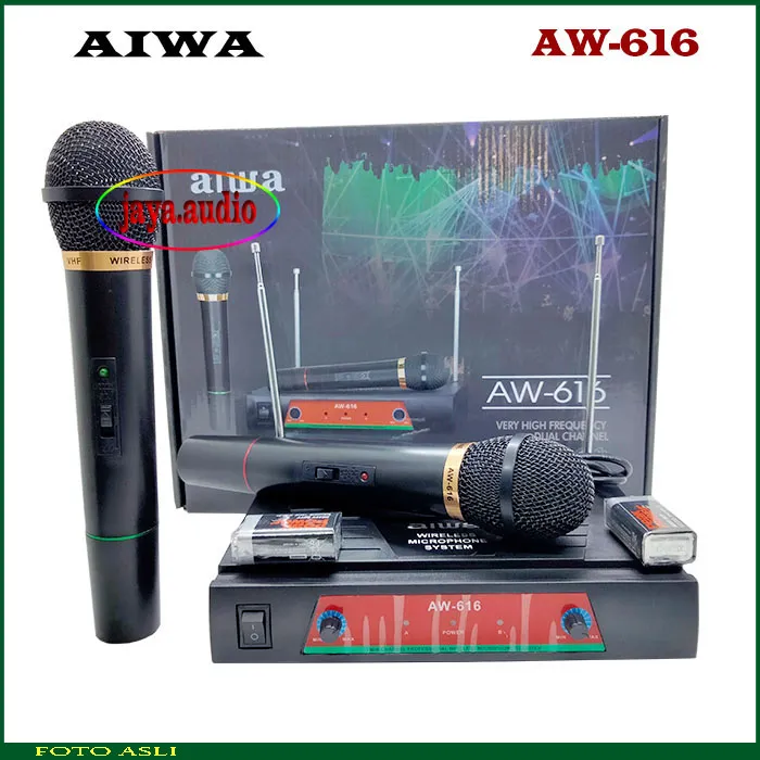 Mic Aiwa Aw Microphone Wireless Aiwa Double Mik Vokal Karaoke Mic