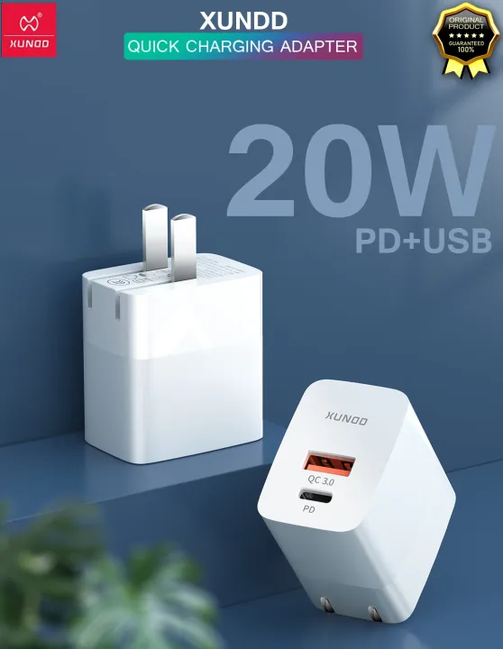 Xundd W Usb Pd Quick Charging Portable Auto Id Adapter Fast Charger