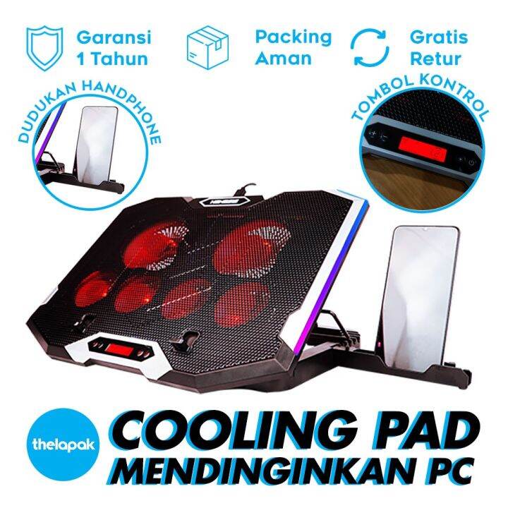 Cooling Pad Gaming NYK Nemesis X5 KingFisher RGB Cooler 6 Fan Kipas