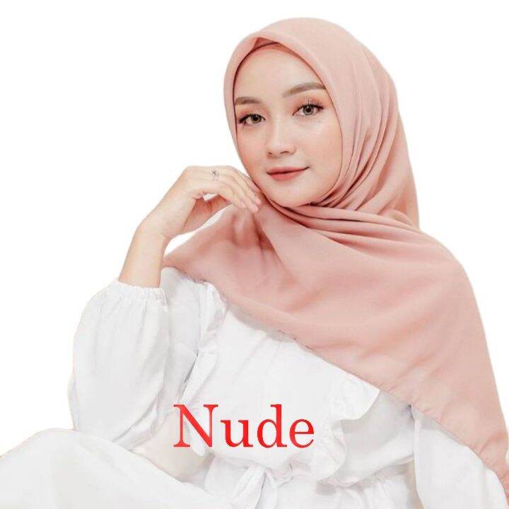 Bella Square Nude Kerudung Segi Empat X Pollycotton Premium