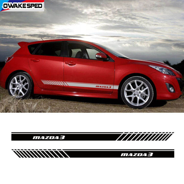 Racing Sport Stripes Car Door Side Skirt Decor Stickers For Mazda 3