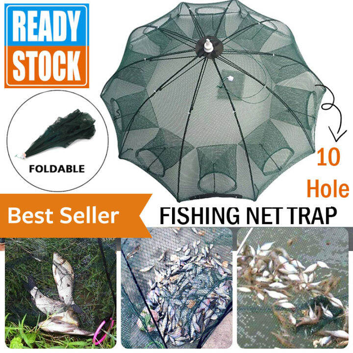 Jaring Pancing Ikan Fishing Net Trap Cage Hexagonal Umbrella Automatic