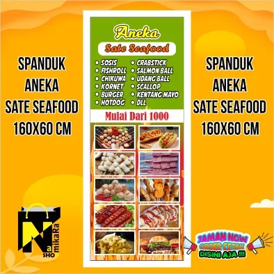 Spanduk Banner Backdrop Aneka Jajanan Atau Bakaran Sate Seafood