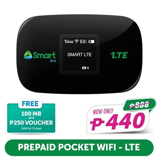 SMART Bro Prepaid LTE Pocket WiFi With FREE 100MB And 250 Voucher