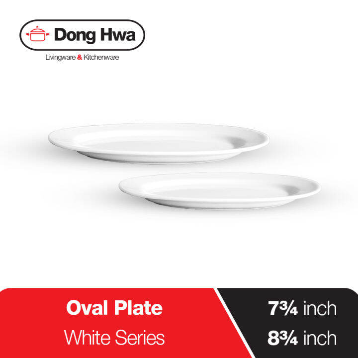 DongHwa Piring Saji Oval Keramik Warna Putih 2 Varian Ukuran Lazada