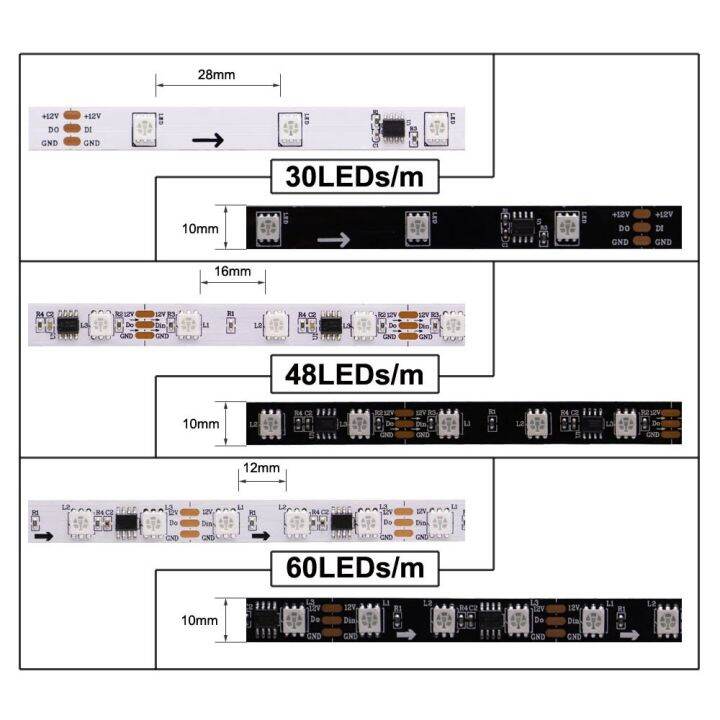 2 WS2811 WS2812B WS2813 WS2815 Pixel LED Strip Individually Addressable