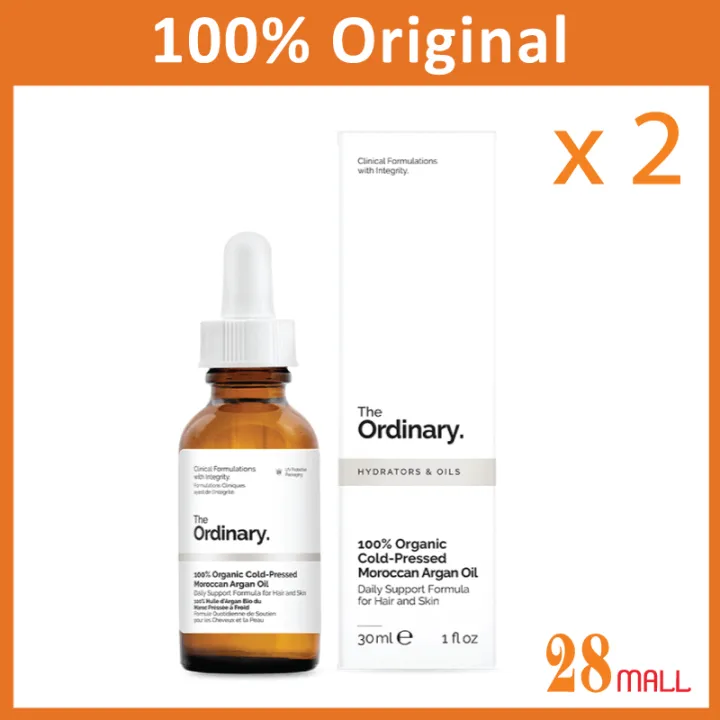 The Ordinary 100 Organic Cold Pressed Moroccan Argan Oil 30ml X 2