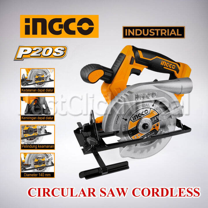 Ingco Mesin Gergaji Kayu Circular Saw Mini 5 1 2 Baterai Cordless 20V