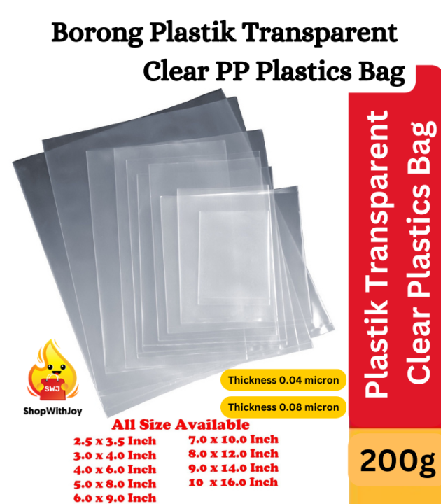 Shopwithjoyborong Plastik Transparent Clear Plastics Bag Poly Plastic