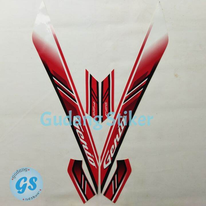 Stiker Lis Striping Body Motor Honda Genio Iss Putih Merah