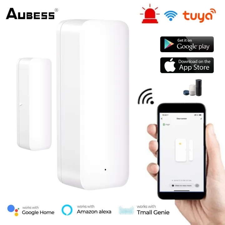 Aubess 5Pcs Tuya Smart WIFI Door Sensor Window Sensor Magnetic Alarm