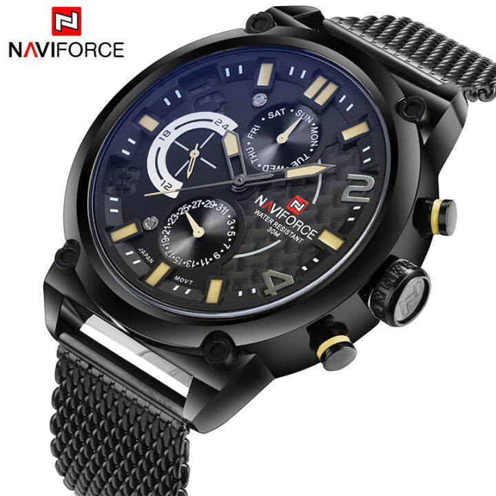 Naviforce Jam Tangan Kuarsa Pria Arloji Kasual Modis Mewah Merek