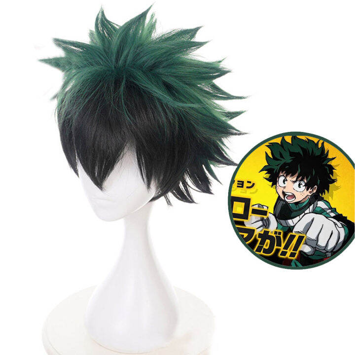 Yongry Men Heat Resistant Costume Black And Green My Hero Academia Wigs