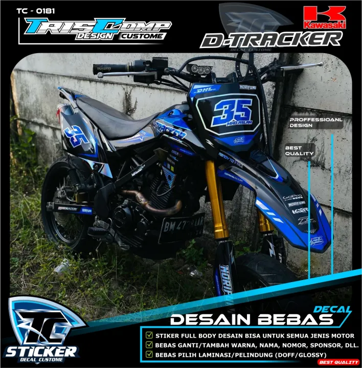 Stiker Decal Fullbody Dtracker New Kwalitas Terbaik Biru Mengkilat