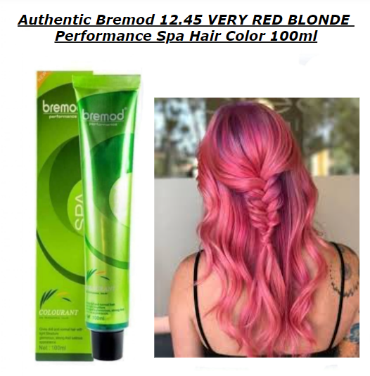 Authentic Bremod 12 45 VERY RED BLONDE Performance Spa Hair Color 100ml