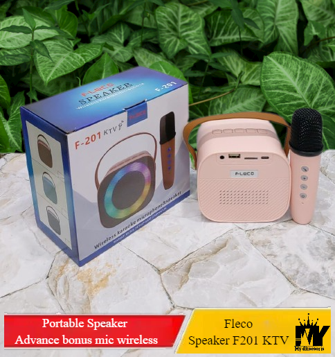 Fleco F 201 KTV Mini Speaker Bluetooth Portable Free Microphone