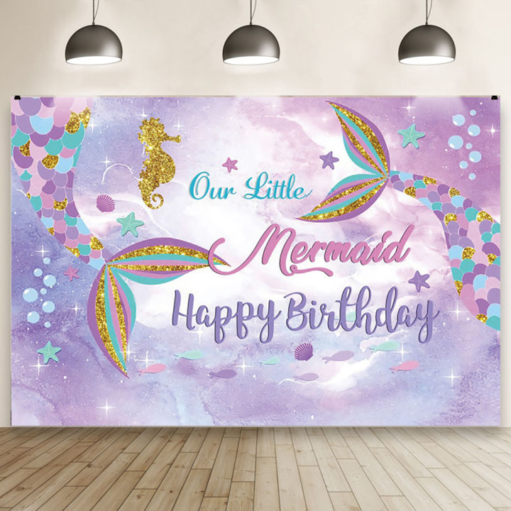 Mermaid Backdrop For Under The Sea Birthday Party Decorations