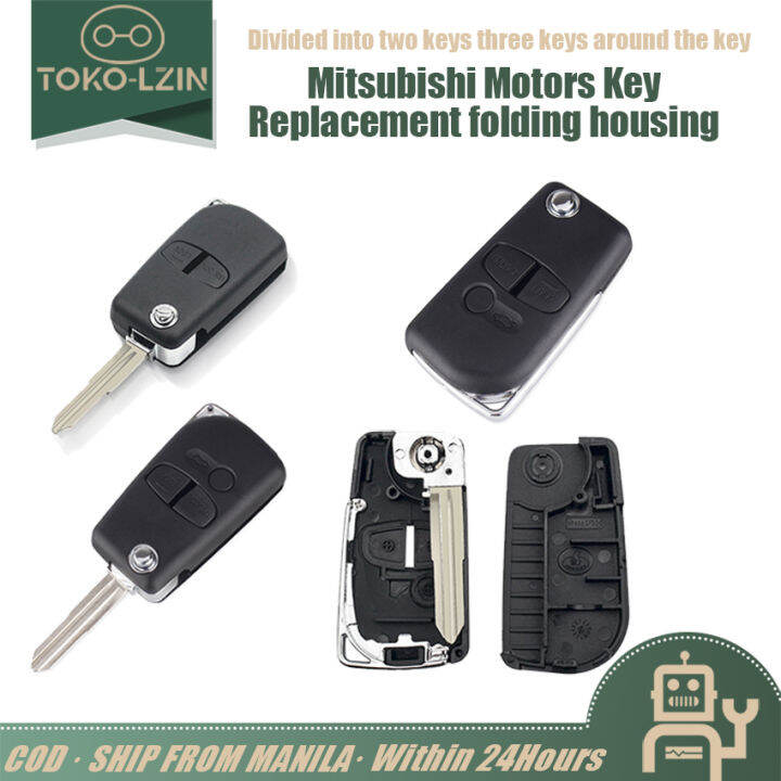 Button Modified Flip Folding Remote Key Shell Case For Mitsubishi