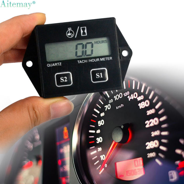 Aitemay Digital Engine Hour Tachometer Hour Meter RPM Tachometer