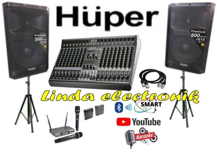 Paket Sound System Huper Js10 Mixer 16 Channel Combo Anti Feedback