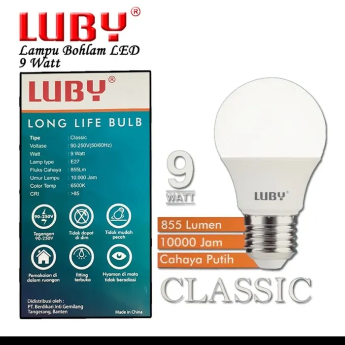 Luby Classic 9 Watt Lampu Bohlam LED Hemat Energi Cahaya Putih Lazada