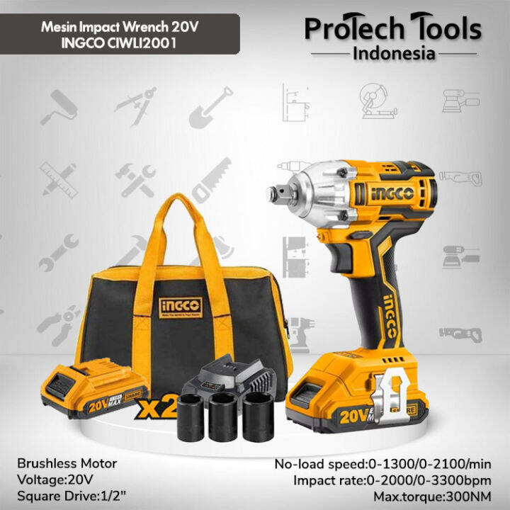 Mesin Impact Wrench Cordless V Mesin Buka Baut Ingco Ciwli