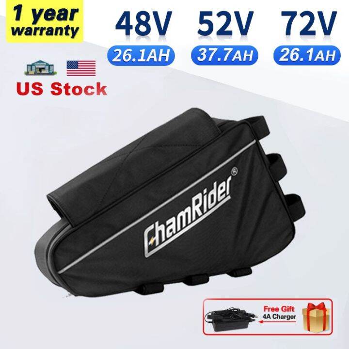 Chamrider 48V Battery Pack 52V 30AH Ebike 72V 20AH Triangle Battery 40A