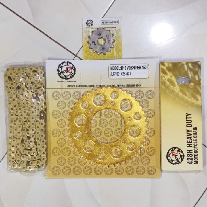 AR Sprocket Chain Set 14 43 Gold Steel Sniper 150 155 FZ16 FZi R15 V2