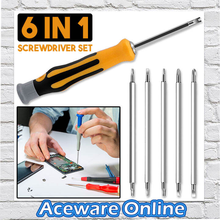 6 IN 1 SCREW DRIVER SET PHILLIPS SLOTTED FLAT TORX TRIANGLE SCREWDRIVER