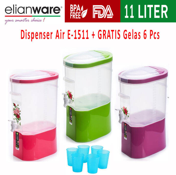 Dispenser Air Flower Liter Bpa Free Elianware Free Gelas Pcs