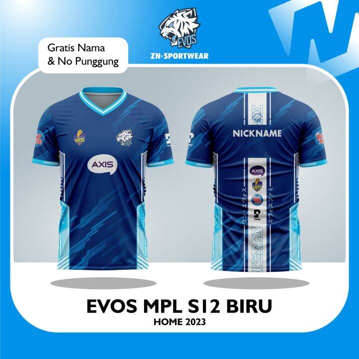 Baju Jersey EVOS MPL Season 12 Home Biru Terbaru 2023 ESport Game