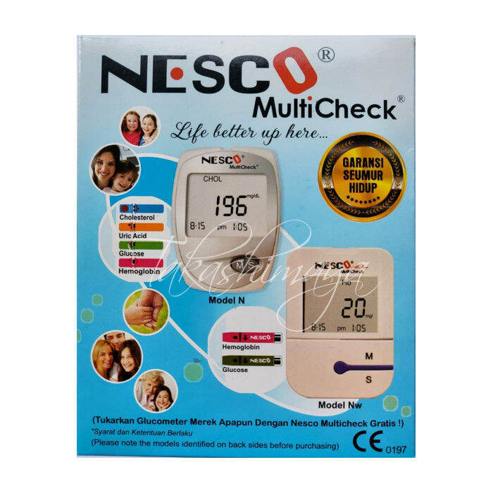 NESCO Multicheck Kit BG Alat Cek Gula Darah BONUS ALCOHOL SWAB 100