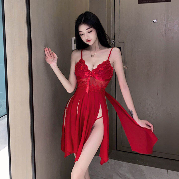 Sexy Lengerie For Hot Sex Nighties Women Sleep Wear Sex Nights Red V