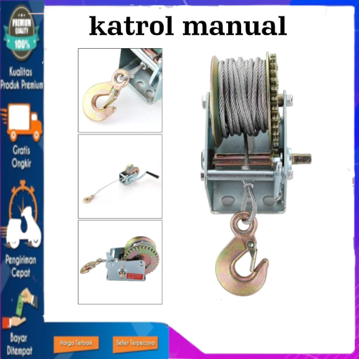 Hand Winch Manual 800 LBS Katrol Manual Kerekan Manual 2 Arah Kecepatan