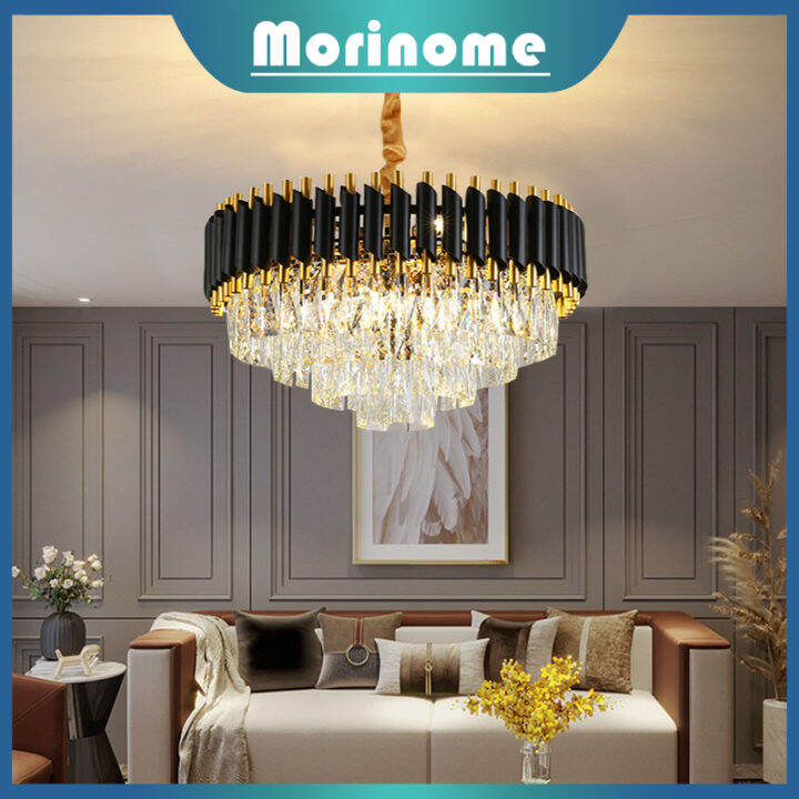 Lampu Gantung 50cm Kristal Chandelier Mewah Gold Black Crystal