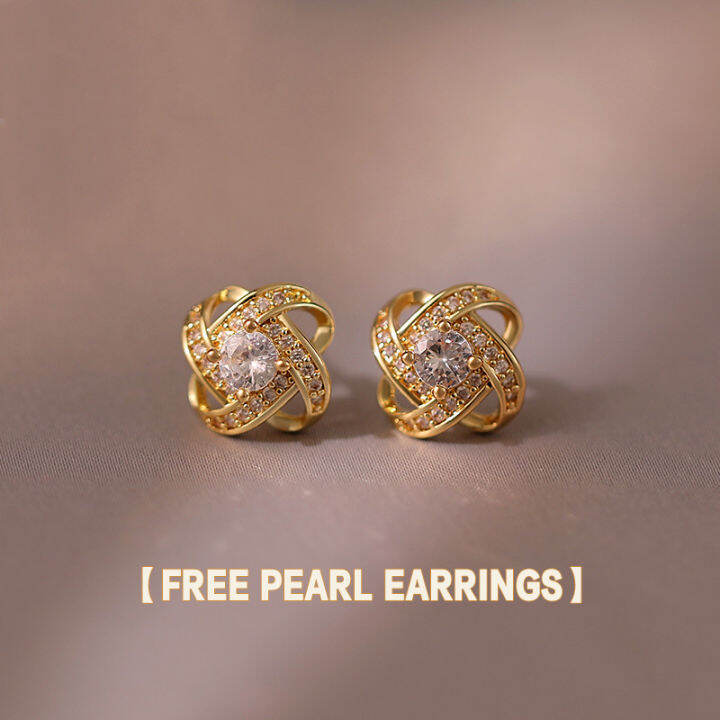 Gold Original Malaysia Women Stud Earrings Earing Set For Girls