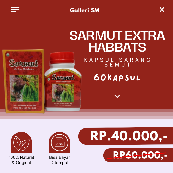 Sarmut Extra Habbats Kapsul Sarang Semut Herbal Atasi Kanker Darah