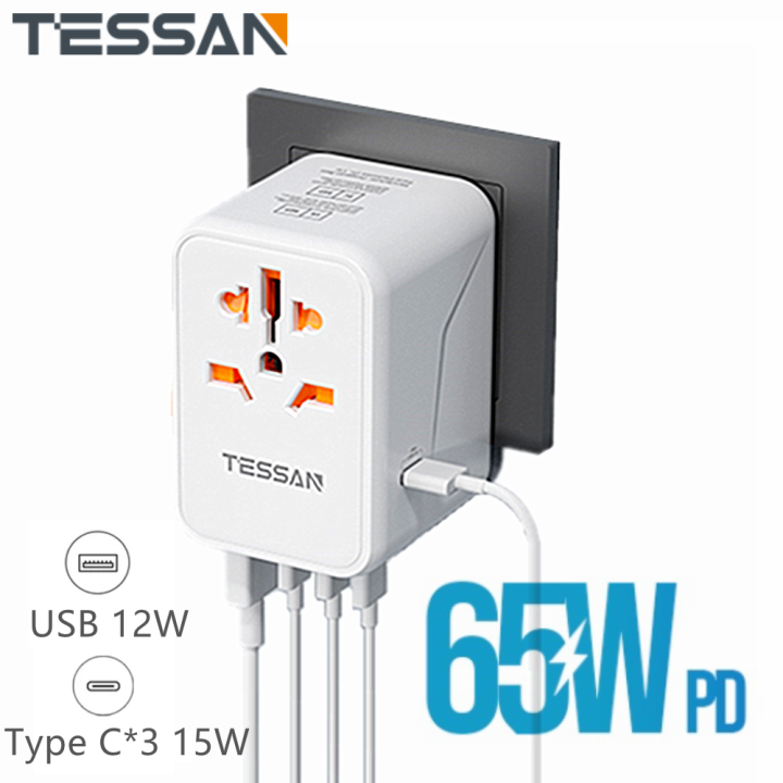 Tessan W Gan Universal Travel Adapter Fast Charging With Type C Usb