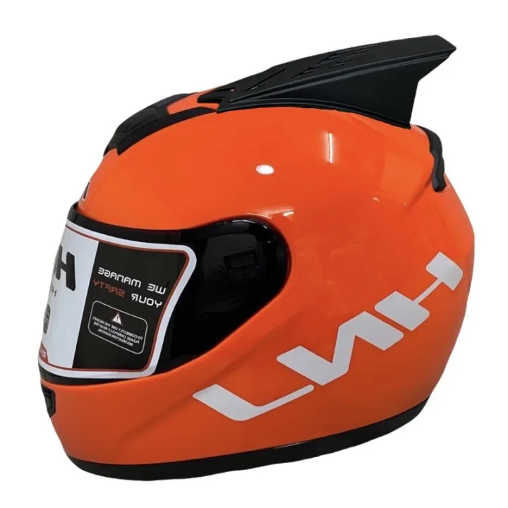 Hnj Motorcycle Full Face Helmet With Horn Motors Visor Open Face