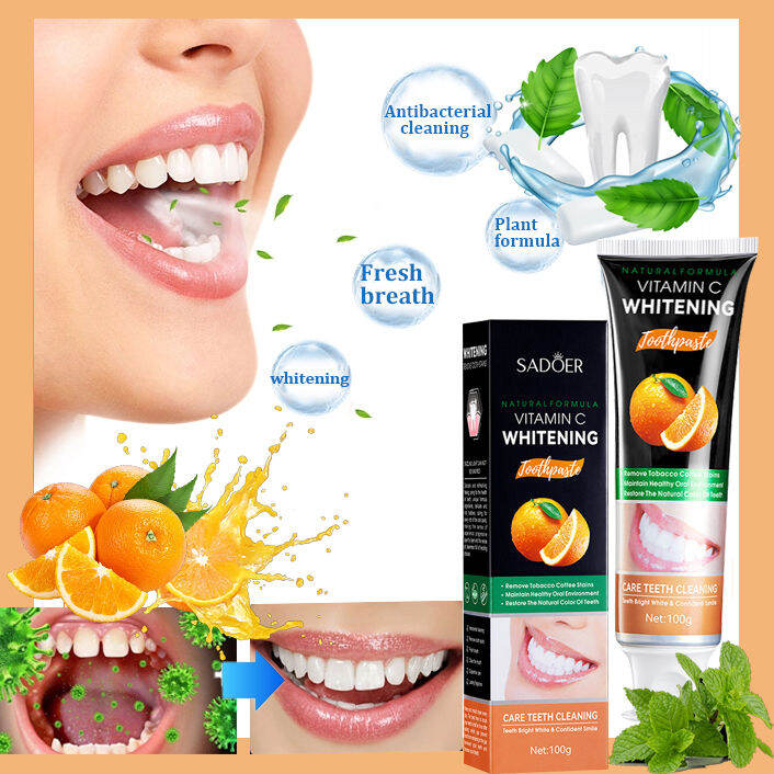 Sadoer Vitamin C Teeth Whitening Coconut Toothpaste Remove Tartar And