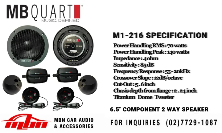 MB Quart 6 5 Inch 2 Way Separate Component Car Speakers 140 Watts M1