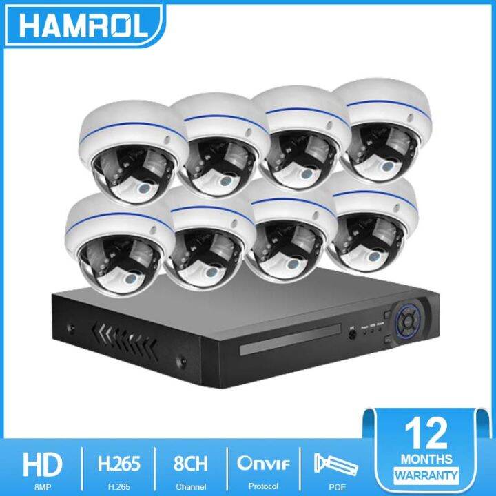 Hamrol 8CH 4K Ultra HD 8MP Security Camera System H 265 POE NVR Kit