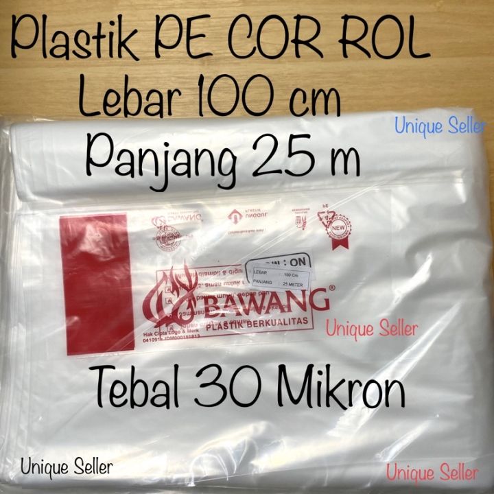 Plastik PE COR Rol Lebar 1meter Tebal 30 Mikron Panjang 25 Meter Merk