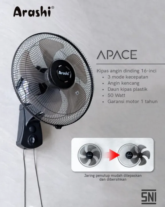 Arashi Kipas Angin Dinding Wall Fan Apace PWF 16 Inch AR 228 50 Watt