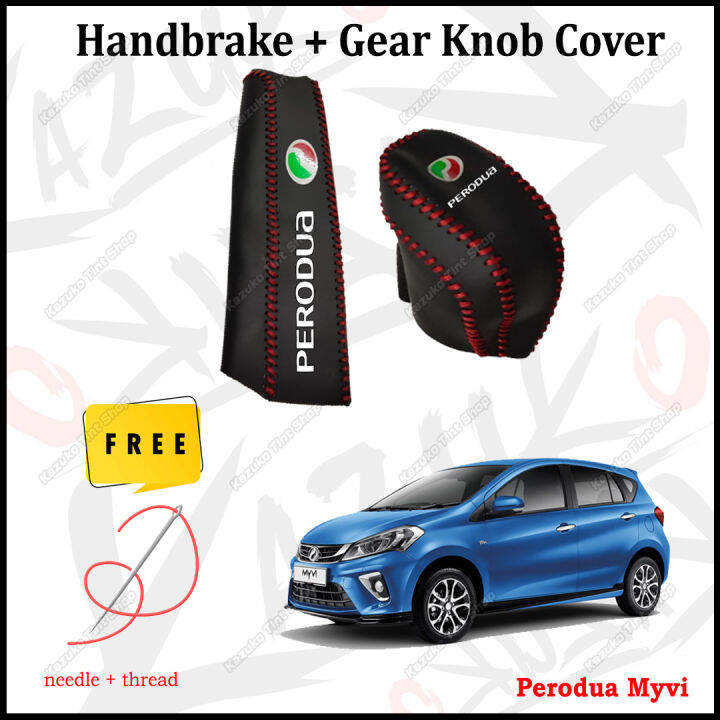 Suitable For Perodua Myvi 2 In 1 Leather Gear Knob Cover Handbrake