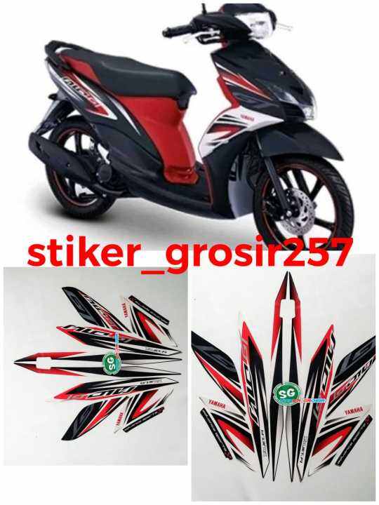 STIKER STICKER STRIPING LIS BODY MOTOR MIO GT 2014 WARNA HITAM PUTIH