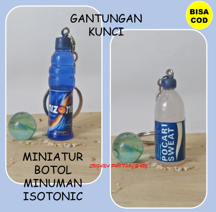 SOUVENIR GANTUNGAN KUNCI MINIATUR BOTOL KEMASAN MINUMAN RINGAN SOFT