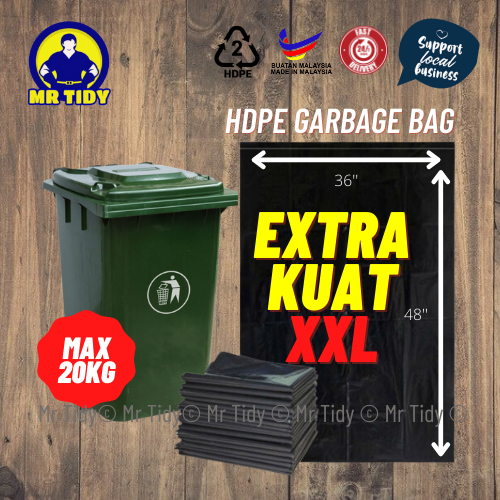 Mr Tidy X Xxl Extra Kuat Heavy Duty Hdpe Garbage Bag Plastik