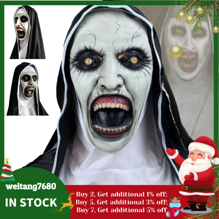 Lowset Price The Horror Scary Nun Latex Mask W Headscarf Valak