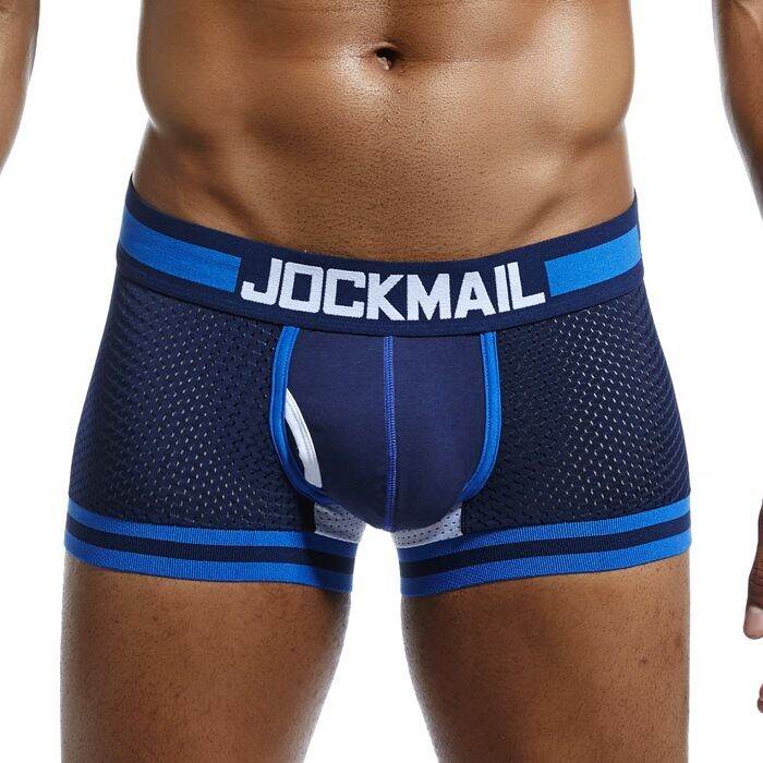 Jockmail Brand Men Underwear Mesh Boxer Cuecas Boxers Mesh Shorts